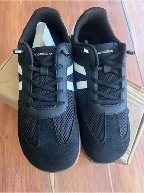 Men's Black Athletic Sneakers with White Stripes